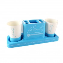 Creative Bathroom Accessory Family Suits Toothbrush Holder Rack Gargle Cup Blue