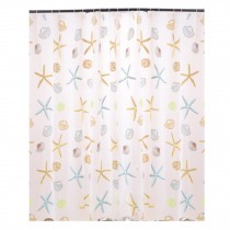 Water-Repellent Shower Curtain With Yellow Starfish And Conch (180CM*200CM)