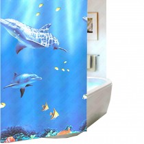 Beautiful Design Waterproof Shower Curtain 180cmx180cm,dolphin