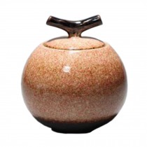 Chinese Tea / Coffee Container, Candy / Snack Pot Tea-leaf Storage Ceramic Pot Orange #06
