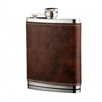 7oz Leather Hip-Flask Beverage Bottle Water Liquor Alcohol Travel Container