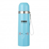 Cute Stainless Steel Drink Vacuum Bottle 500ML, Elephant Pattern, Blue