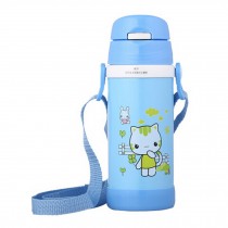 Lovely Stainless Steel Drink Bottle With Straw, Blue