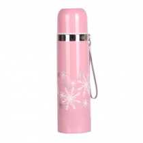 Snow Pattern Stainless Steel Vacuum Drink Bottle Travel Mug 500ML, Pink