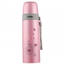 Stainless Steel Water Bottle Drink Holder Warm Water 500ML, Pink