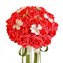 Korean Style Bridal Wedding Bouquet Beautiful Artificial Flowers,Red