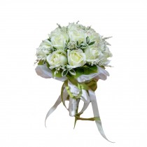 White Rose Bridal Wedding Bouquet Flower Bouquets Artificial Flowers 18pcs