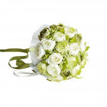 White & Green Camellia Bridal Wedding Bouquet Flower Bouquets Artificial Flowers
