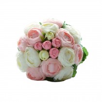 White & Pink Peony Bridal Wedding Bouquet Flower Bouquets Artificial Flowers