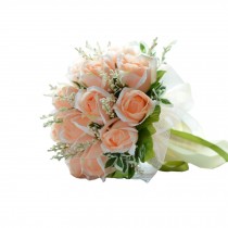 Rosa Champagne Bridal Wedding Bouquet Flower Bouquets Artificial Flowers 18pcs