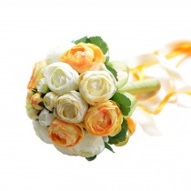Orange & White Peony Bridal Wedding Bouquet Flower Bouquets Artificial Flowers