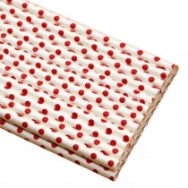 100pcs Colored Decorative Paper Straws Disposable Drinking Straws,Red Dots