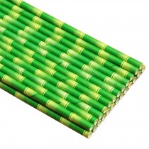 100pcs Colored Decorative Paper Straws Disposable Drinking Straws,Bamboo Pattern