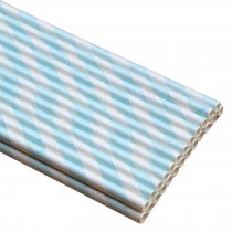 Colored Decorative Paper Straws Disposable Drinking Straws 100pcs,Light Blue Stripe
