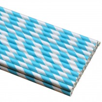 Colored Decorative Paper Straws Disposable Drinking Straws 100pcs,Blue Stripe
