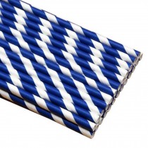 100 Count Colored Decorative Paper Straws Disposable Drinking Straws,Deep Blue Stripe