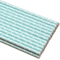 100 Count Colored Decorative Paper Straws Disposable Drinking Straws, Light Blue