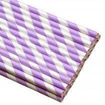 100 Count Colored Decorative Paper Straws Disposable Drinking Straws, Purple Stripe