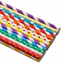 100 Count Colored Decorative Paper Straws Disposable Drinking Straws, Multicolored