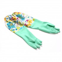 Colorful Flowers Reusable Latex Gloves Cleaning Gloves, Large, 1 Pair Green