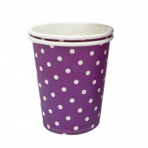 8.25 oz Coffee Paper Cup Disposable Paper Cup 50 Count White Dots, Purple