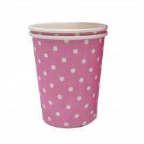 Pink 8.25 oz 50 Count Disposable Paper Cup Coffee Paper Cup White Dots