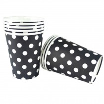 Disposable Paper Cup Coffee Paper Cup White Dots 50 Count 8.25 oz Black