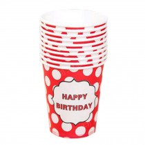 White Dots Pattern 40 Counts Water Paper Cup Disposable Cup For Office/Home, Red