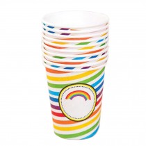 Rainbow Stripes Office/Home Disposable Cup Water Paper Cup, 40 Count