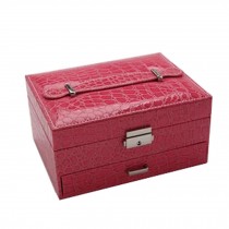 Elegant Armoire Jewelry Cabinet Box Jewelry Organizer 20*16*11CM,Rose Red