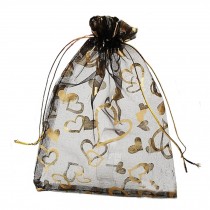 Pack of 100 Organza Drawstring Gift Bag For Party/Game/Wedding Black (13*18CM)