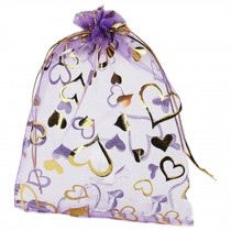 Pack of 100 Organza Drawstring Gift Bag For Party/Game/Wedding Purple (13*18CM)