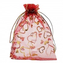 Pack of 100 Organza Drawstring Gift Bag For Party/Game/Wedding Wine Red 13*18CM