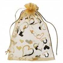 Pack of 100 Organza Drawstring Gift Bag For Party/Game/Wedding Golden 13*18CM