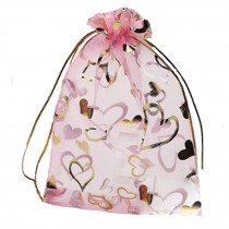 Pack of 100 Organza Drawstring Gift Bag For Party/Game/Wedding  Pink 13*18CM