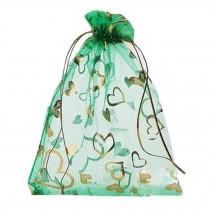 Pack of 100 Organza Drawstring Gift Bag For Party/Game/Wedding  Green 13*18CM