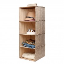 Durable Hanging Clothes Storage Box Home Decor Organizer (4 Shelf),Dot/Khaki