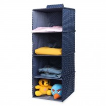 Durable Hanging Clothes Storage Box Home Decor Organizer (4 Shelf),Dot/Blue