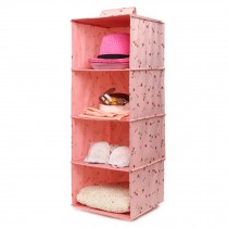 Durable Hanging Clothes Storage Box Home Decor Organizer (4 Shelf),Cherry/Pink