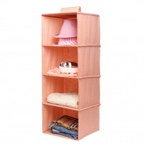 Durable Hanging Clothes Storage Box Home Decor Organizer (4 Shelf),Dot/Pink