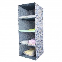 Durable Hanging Clothes Storage Box Organizer Home Decor(4 Shelf),Flower/Blue