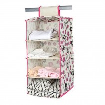 Durable Hanging Clothes Organizer Storage Box Home Decor(4 Shelf),Pink/Girl
