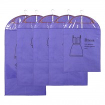 5 PCS Fashion Suit/Garment Bags Clothing Dustproof Bag Set Dress Storage Purple