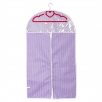 3PCS Fashion Garment Bag Clothing Dustproof Bag Clothes Suit Cover Stripe Purple