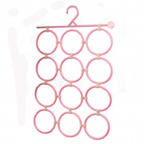 Detachable Circulars Tie Rack/Hanger With 12 Circles,Pink ,(34*44CM)