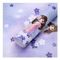29x20 Inch 10Pcs Lovely Girl Pattern Gift Wrapping Paper Book Packaging Paper, Purple