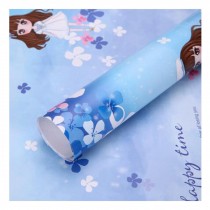 29x20 Inch 10Pcs Lovely Girl Pattern Gift Wrapping Paper Book Packaging Paper, Blue