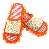 Microfiber Smart Cleaning Slippers Dusting Mopping Shoes For Women, Orange