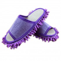 Utility Microfiber Cleaning Slippers Dusting Mopping Shoes For Women, Purple