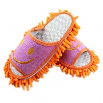 Smile Face Microfiber Cleaning Slippers Dusting Shoes For Women, Orange